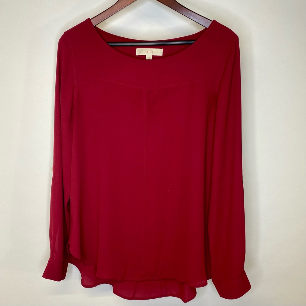 LOFT red long sleeved blouse